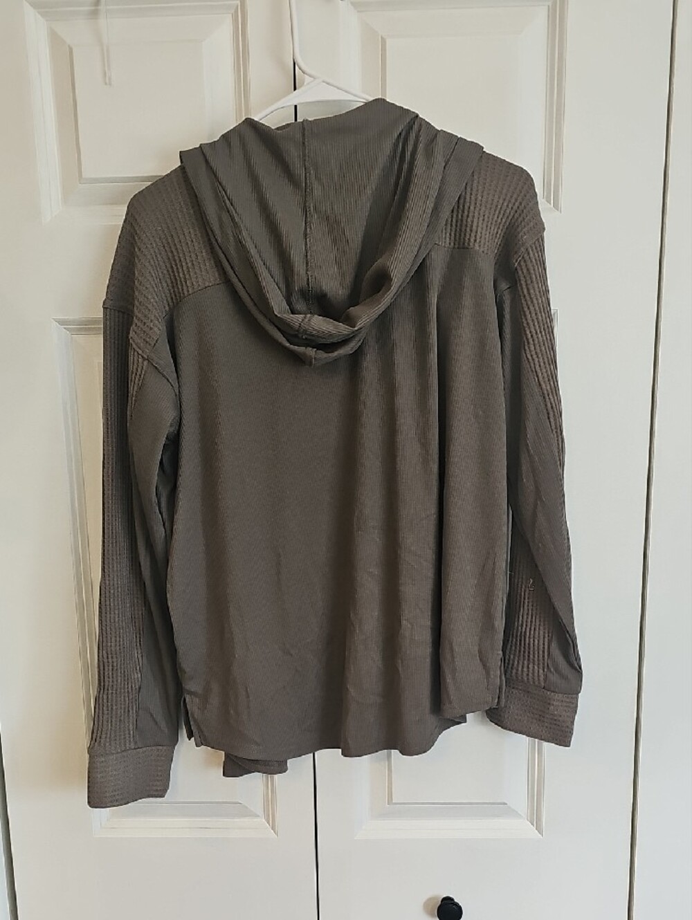 Maurices Waffle-Knit Hooded Cardigan - Olive Green - Picture 6 of 6